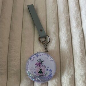 Floral Glitter Compact Mirror with Strap
